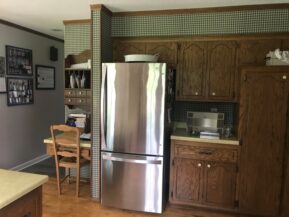 New fridge and cabinetry.