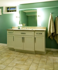 Castle Building & Remodeling, Inc. - Twin Cities Design / Build Firm | View of Vanity in Bathroom of Basement Remodel