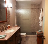 Conteporary remodeled bath tile shower