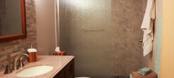 Conteporary remodeled bath tile shower